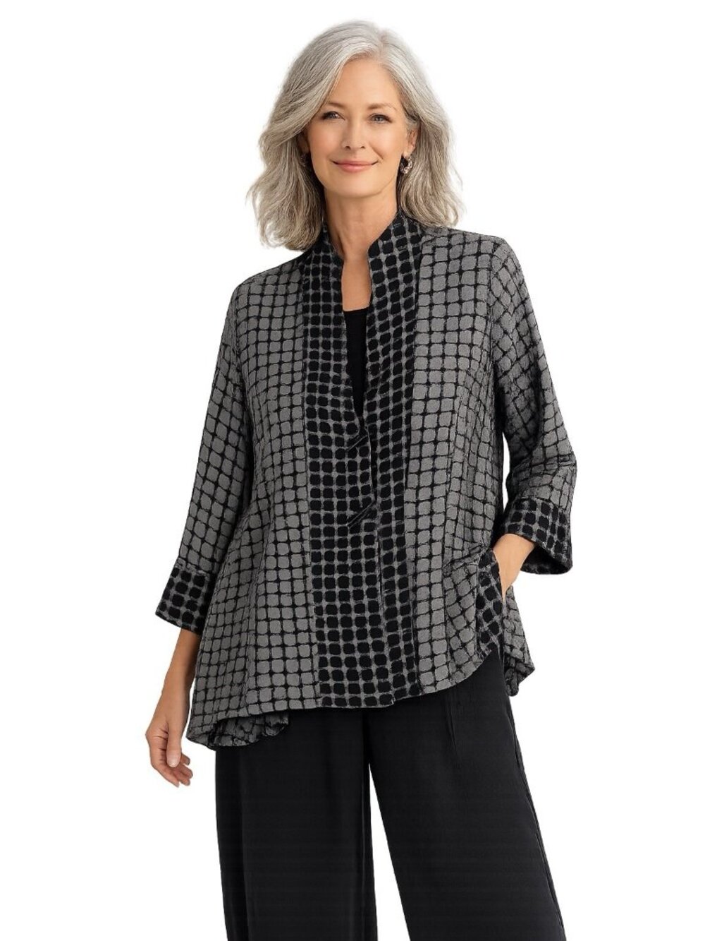 NEW IC BY CONNIE K jacket blazer silver MEDIUM lagenlook artsy gallery owner